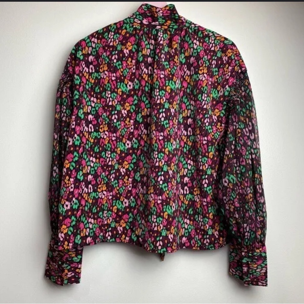 Who What Wear - Jewel Tone long sleeve blouse with front ties - S